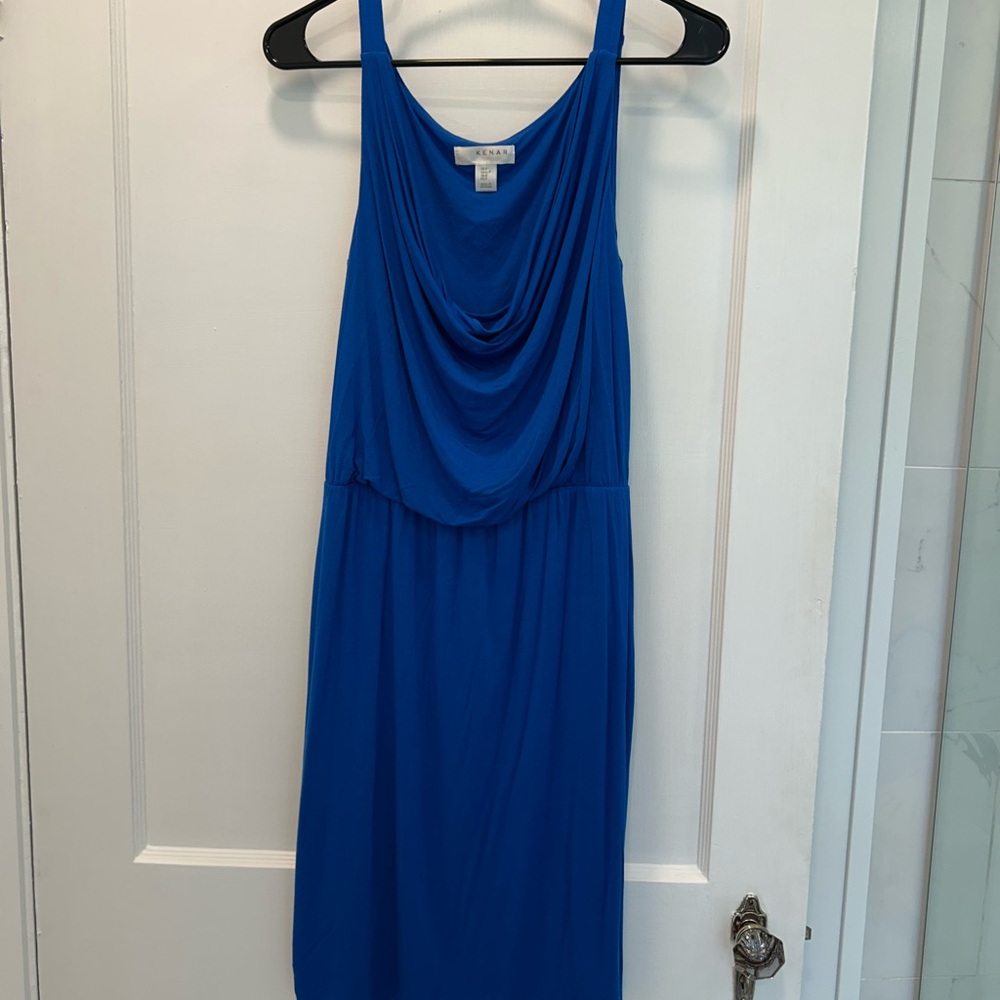 Kenar Blue Cowl Neck Sleeveless Sundress